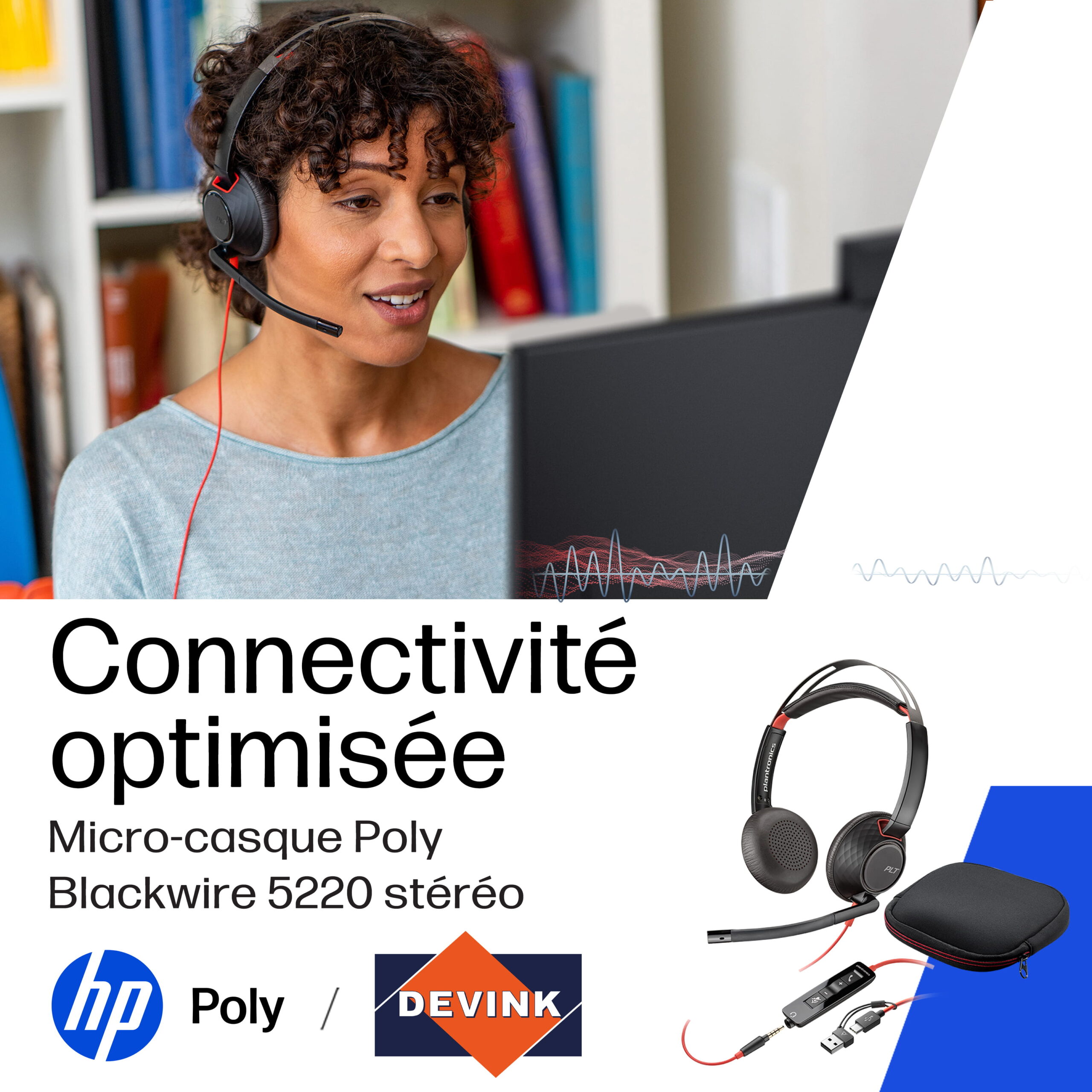 Casque professionnel Poly Blackwire 5220 stéréo au meilleur prix au Maroc