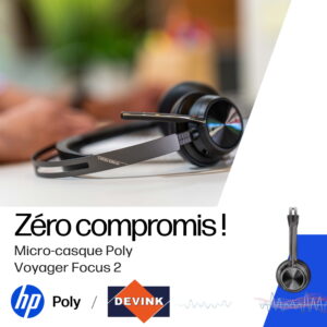 Casque sans fil Poly Voyager Focus 2 antibruit au meilleur prix au Maroc