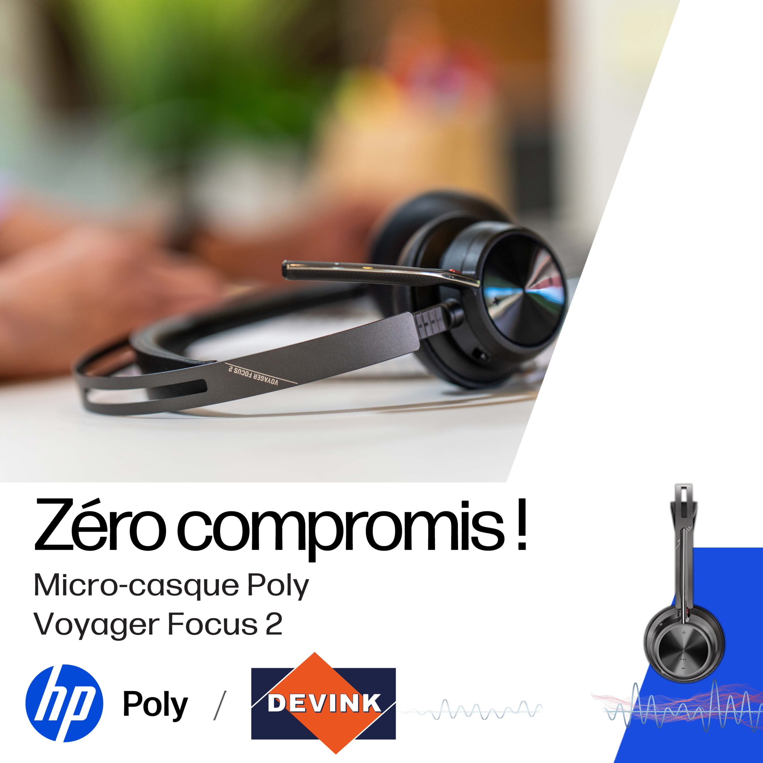 Casque sans fil Poly Voyager Focus 2 antibruit au meilleur prix au Maroc
